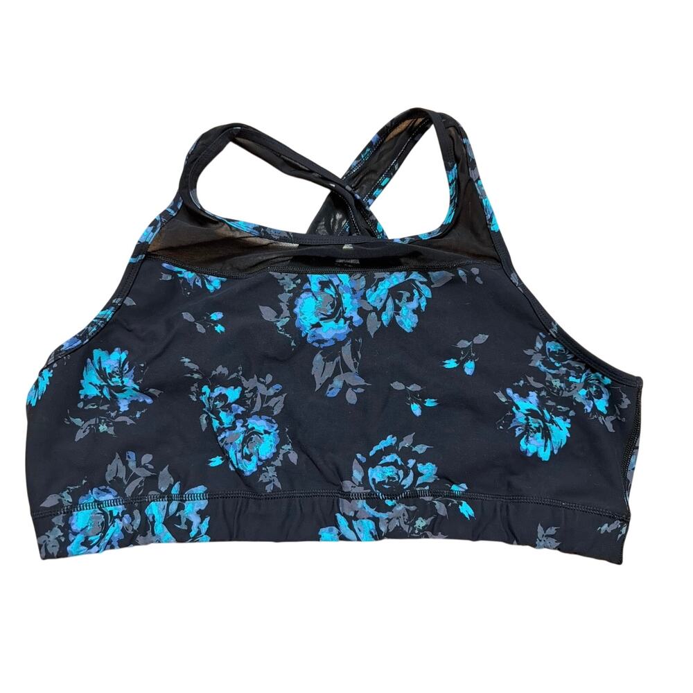Torrid Women's Plus Size Black & Blue Floral Crossback Sports Bra Size 4 4X